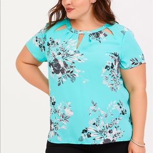 Torrid Aqua Floral Georgette Blouse Size 3